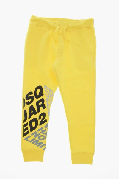 Dsquared2 Cotton Joggers With Side Logo In Metallic