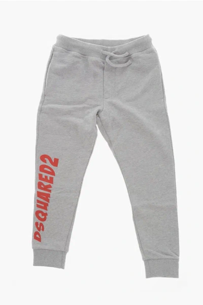 Dsquared2 Cotton Joggers With Side Logo In Neutral