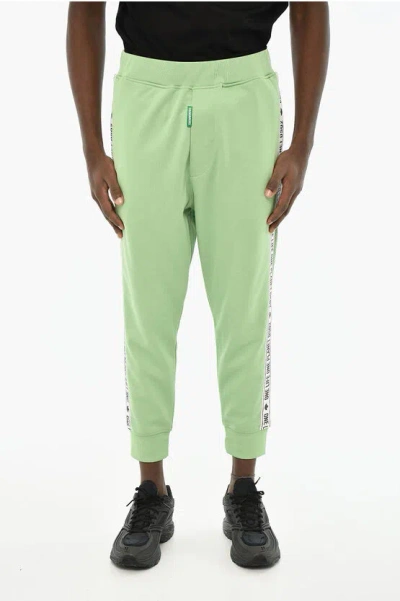 Dsquared2 Cotton Joggers With Side Logoed Band In Green