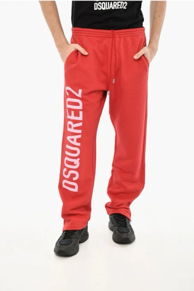 Dsquared2 Cotton Joggers With Side Logoed Band In Red