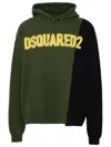 Dsquared2 Logo-patched Patchwork Drawstring Hoodie In Beige