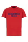 Dsquared2 Red Crewneck T-shirt With Logo Lettering On The Front