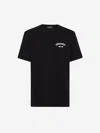 Dsquared2 Men Black Crew-neck T-shirt With Logo On The Front In Cotton Man In Black