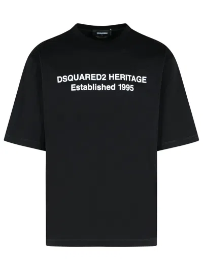 DSQUARED2 DSQUARED2 'HERITAGE' BLACK COTTON T-SHIRT