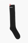 Dsquared2 Cotton Long Socks With Contrasting Logo In Black