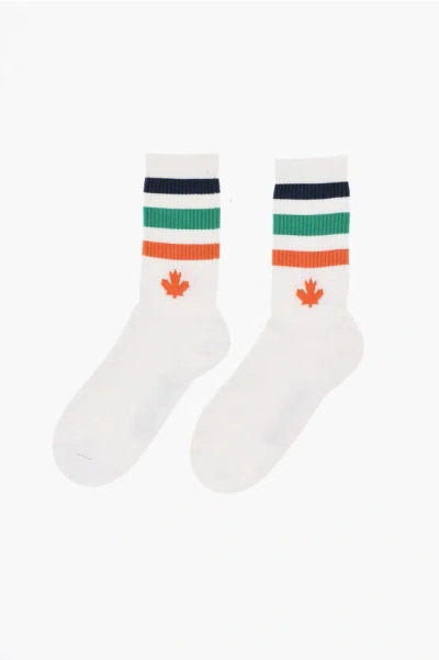 Dsquared2 Cotton Long Socks With Rib Details