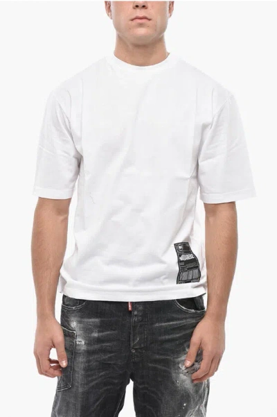 Dsquared2 Cotton Loose Fit T-shirt With Logoed Patch In White