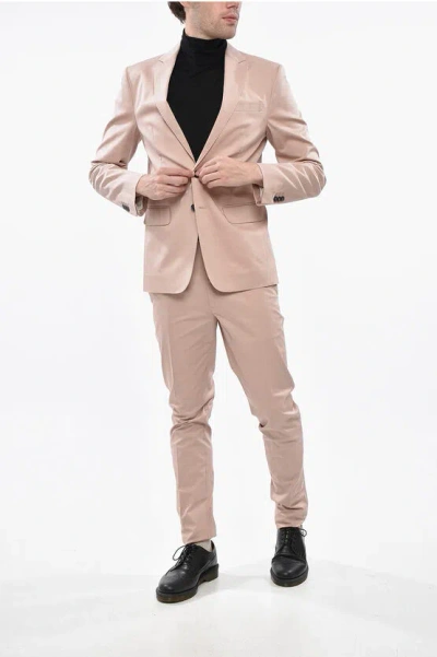 Dsquared2 Cotton Paris Side Vents 2-button Suit In Pink