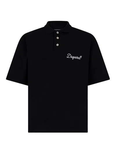 Dsquared2 Cotton Piqué Polo Shirt In Black