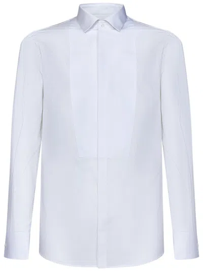 Dsquared2 Cotton Plastron Spread Collar Shirt In White