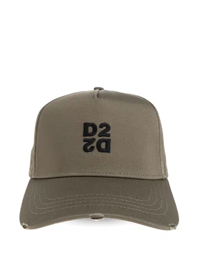 Dsquared2 Cotton Polyester Embroidered Baseball Caps In Green