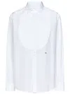 Dsquared2 Cotton Poplin Tuxedo Shirt With Pleated Plastron And D. C. Embroidery In White