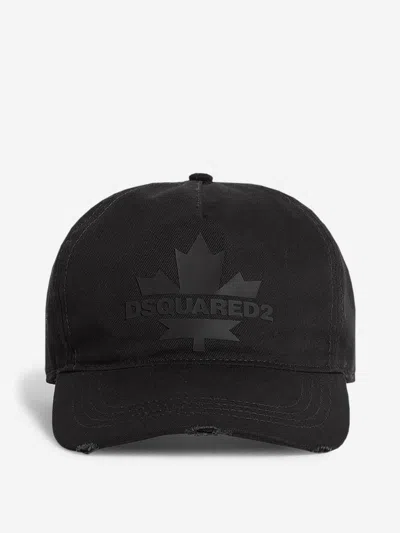 Dsquared2 Cotton Print Cap In Black