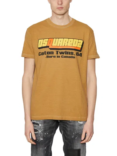 Dsquared2 Man T-shirt Camel Size Xxl Cotton In Orange