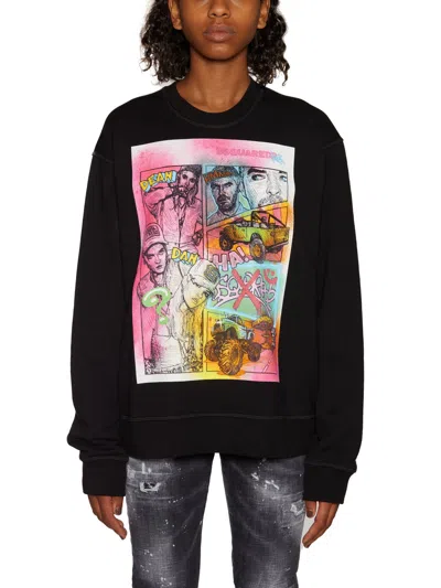 Dsquared2 Cotton Printed T-shirt In Black