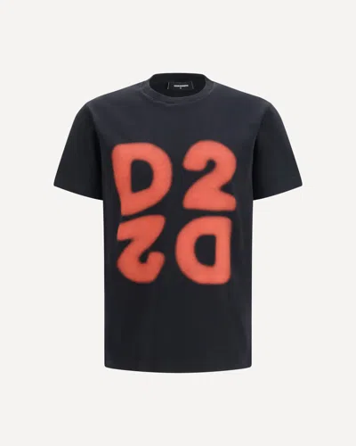 Dsquared2 Cotton Printed T-shirt In Black