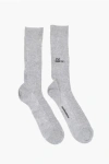 Dsquared2 Cotton Ribbed Long Socks In Gray