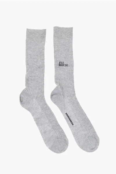 Dsquared2 Cotton Ribbed Long Socks