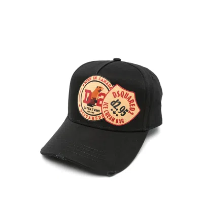 Dsquared2 Cotton Rubber Hats In Black
