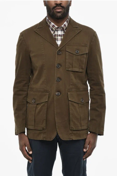 Dsquared2 Cotton Sahariana Blazer With Logoed Buttons In Green