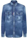 Dsquared2 Light Blue Jacket With Classic Collar And Logo Patch On The Front In Denim Man