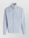 Dsquared2 Cotton Shirt With Striped Pattern And Button-down Collar In Blue