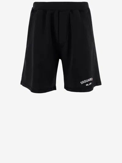Dsquared2 Cotton Short Pants With Logo In Black