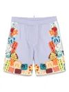 Dsquared2 Summer Lovers Cotton Bermuda Shorts In Blue