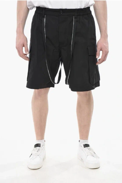 Dsquared2 Cotton Shorts With Suspenders In Black