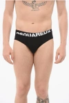 Dsquared2 Cotton Slip With Logoed Waistband In Black