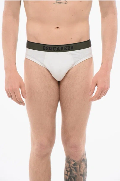 Dsquared2 Cotton Slip With Logoed Waistband In White