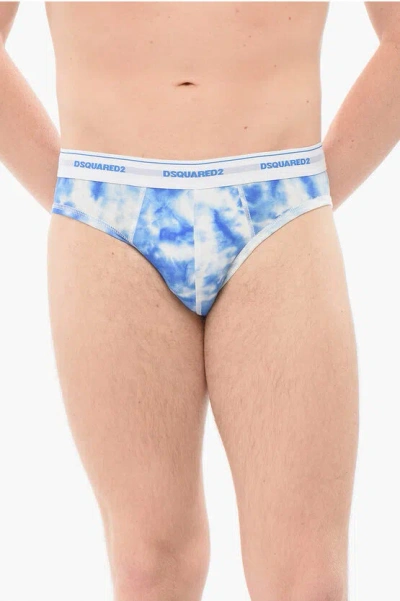 Dsquared2 Cotton Slip With Tie Dye Print In Blue