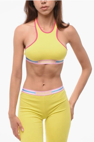 Dsquared2 Cotton Sport Bra With Contrasting Trims