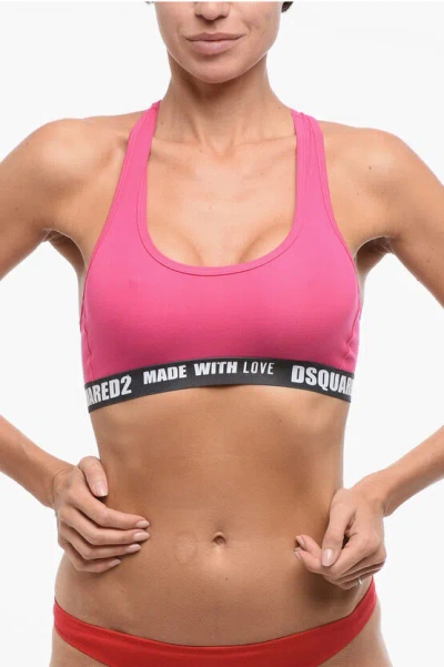 Dsquared2 Cotton Sport Bra With Logo Band