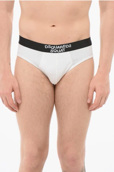 Dsquared2 Cotton Squat Slip Contrasting Bands In White