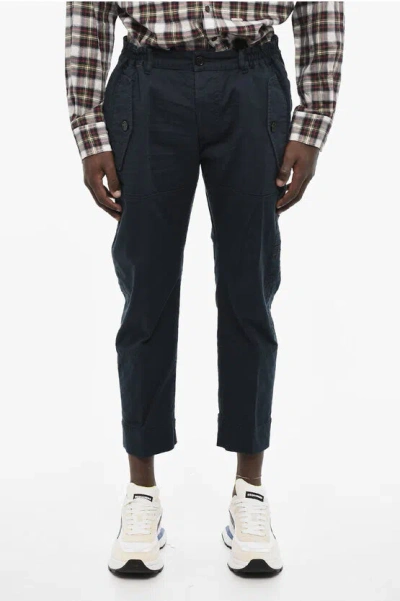 Dsquared2 Cotton Stretch Casual Trousers With Embroidery