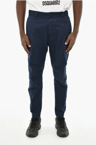 Dsquared2 Cotton Stretch Chino Pants In Blue