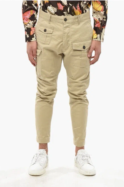 Dsquared2 Cotton Stretch Pants In Green