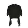 Dsquared2 Cotton Sweater With Drawstring And Sheer Details In Black