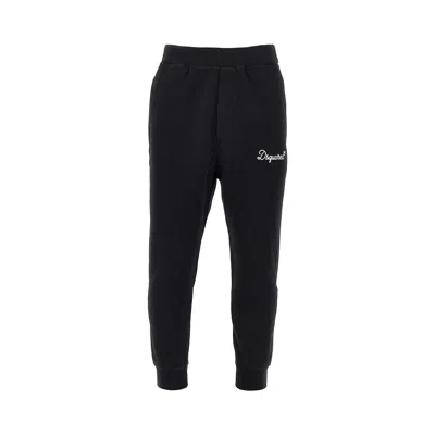 Dsquared2 Cotton Sweatpants With Logo Embroidery In Black