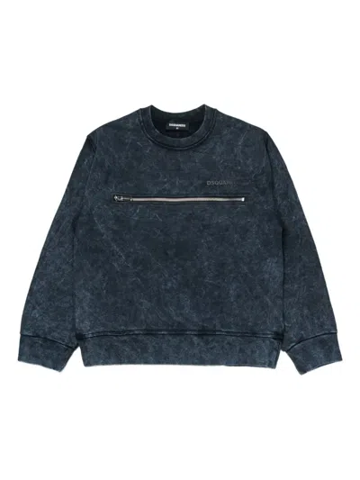 Dsquared2 Kids' Cotton Sweatshirt In Blue