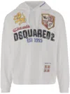 Dsquared2 Cotton Sweatshirt With Adjustable Hood And Logo Print In White