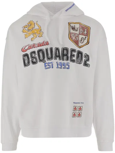 DSQUARED2 DSQUARED2 COTTON SWEATSHIRT WITH ADJUSTABLE HOOD AND LOGO PRINT