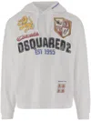 Dsquared2 Cotton Sweatshirt With Adjustable Hood And Logo Print In White