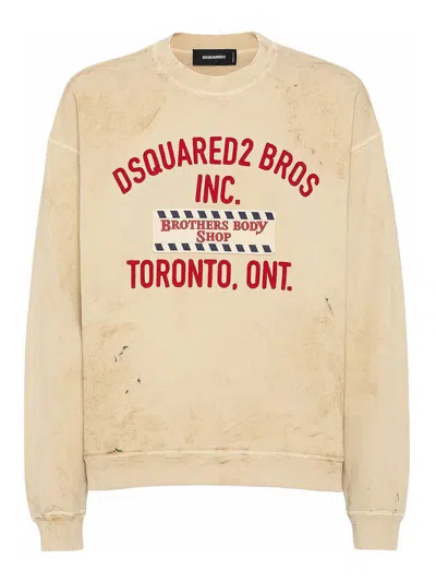 DSQUARED2 COTTON SWEATSHIRT WITH DISTRESSED EFFECT