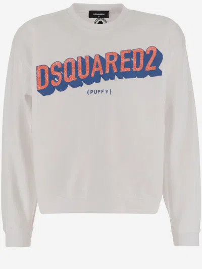 Dsquared2 Cotton Sweatshirt With Logo In White