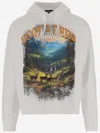 Dsquared2 Cotton Sweatshirt With Nature-inspired Print And Adjustable Hood In White