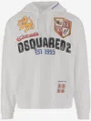 Dsquared2 Cotton Sweatshirt With Adjustable Hood And Logo Print In White