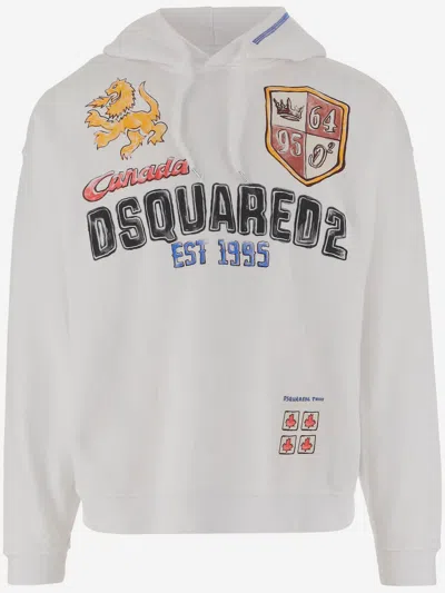 Dsquared2 Cotton Sweatshirt With Print In White