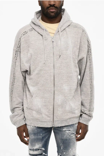 Dsquared2 Cotton Sweatshirt With Side Studs And Zip Closure